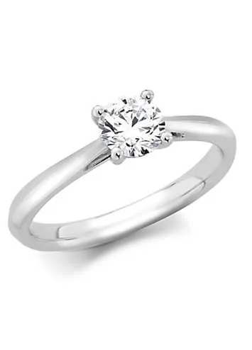 18ct White Gold 0.70ct Lab Created Diamond Peaked Band Solitaire Ring 5.7mm | Kaleidoscope