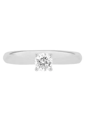 18ct White Gold 0.70ct Lab Created Diamond Peaked Band Solitaire Ring 5.7mm | Kaleidoscope