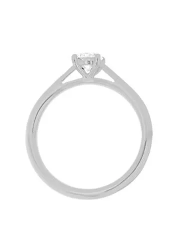 18ct White Gold 0.70ct Lab Created Diamond Peaked Band Solitaire Ring 5.7mm | Kaleidoscope