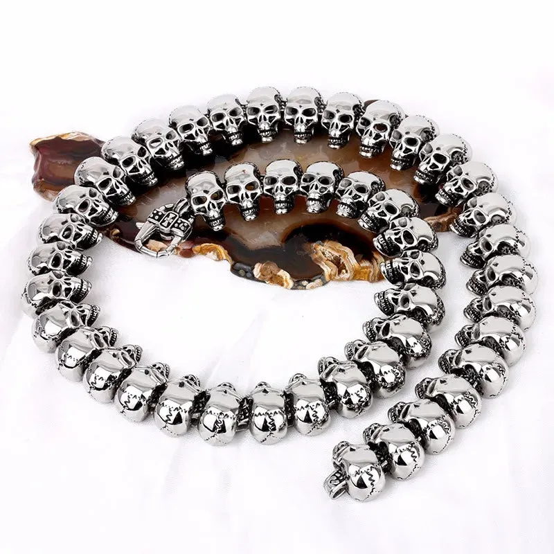 316 Stainless Steel Skull Charm Statement Necklace