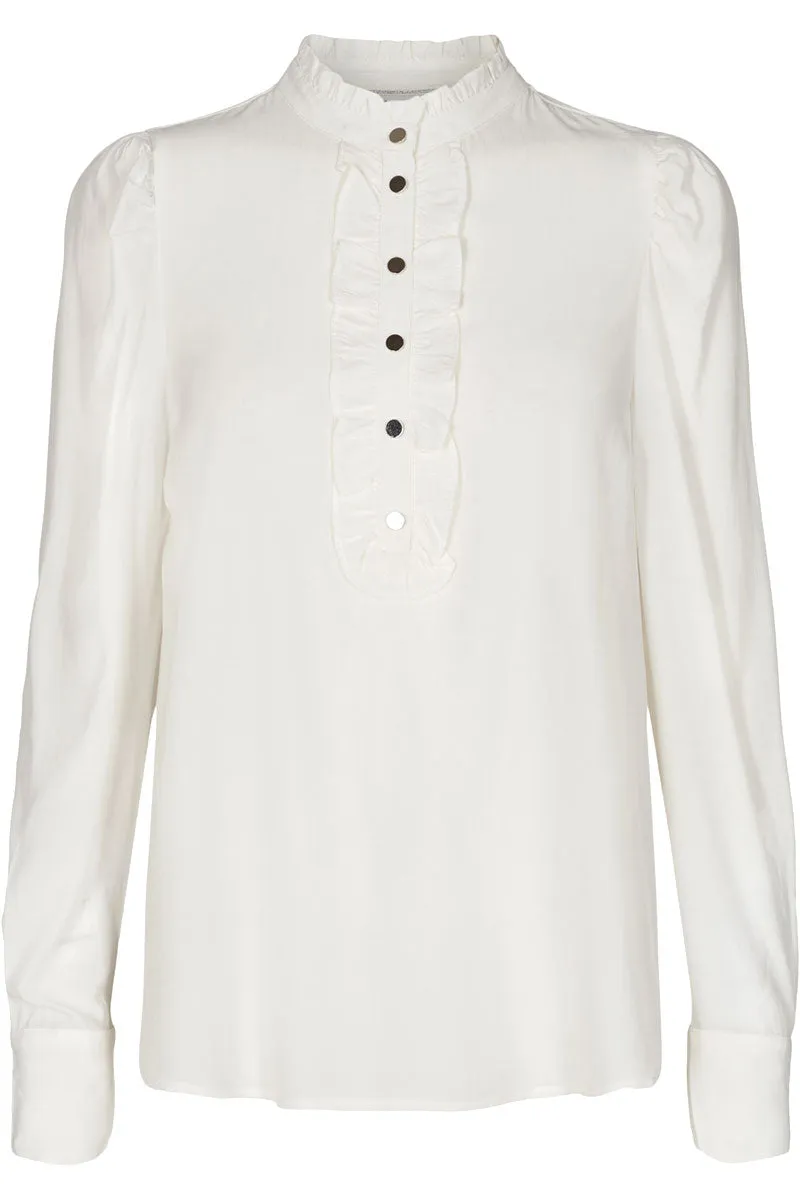 April Shirt | Off White | Bluse med flse fra Freequent