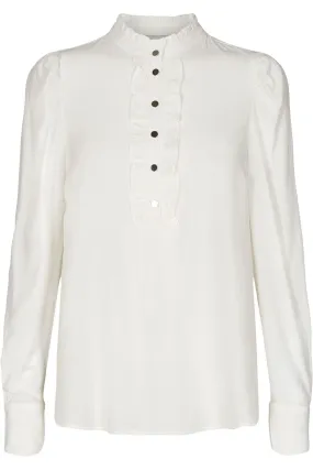 April Shirt | Off White | Bluse med flse fra Freequent