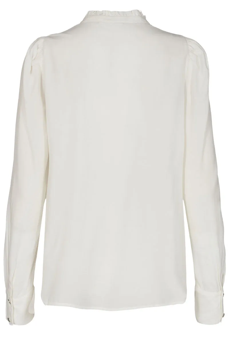 April Shirt | Off White | Bluse med flse fra Freequent