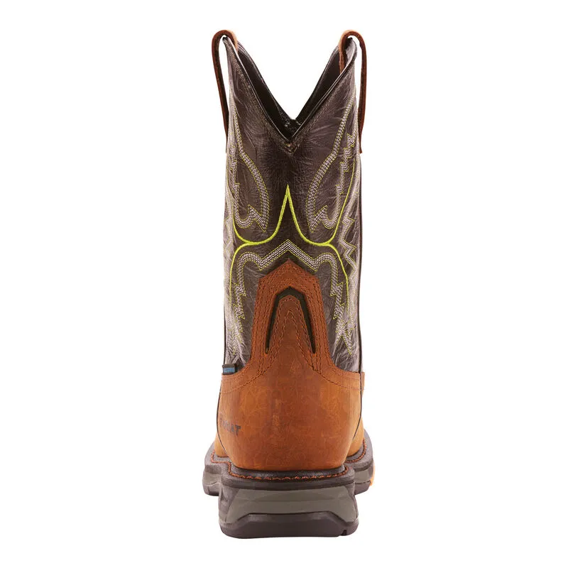 Ariat Mens WorkHog XT Waterproof Carbon Toe Western Work Boot- Tumbled Bark Leather