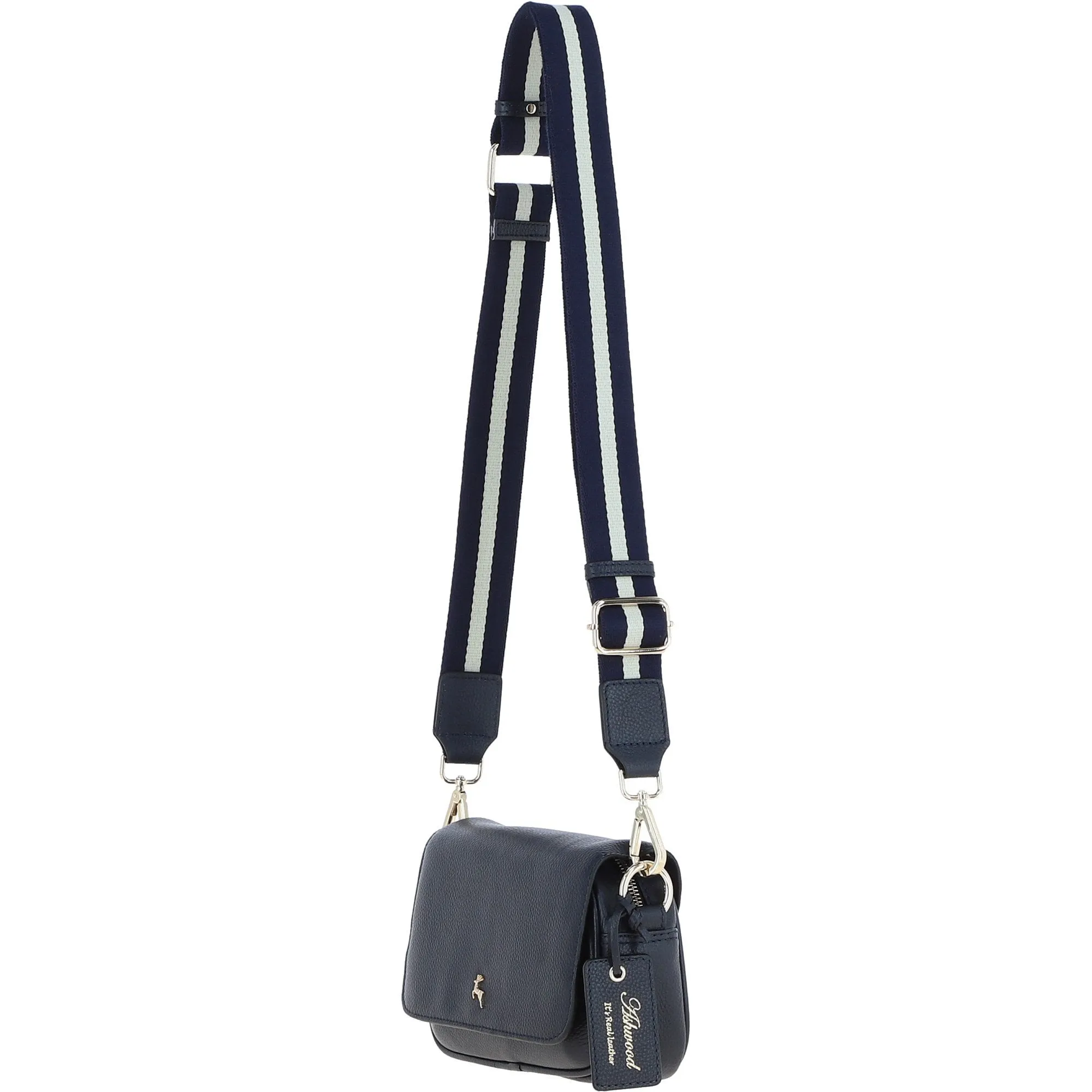 Ashwood Real Leather Flapover Crossbody Bag Cotswold Navy: 64295