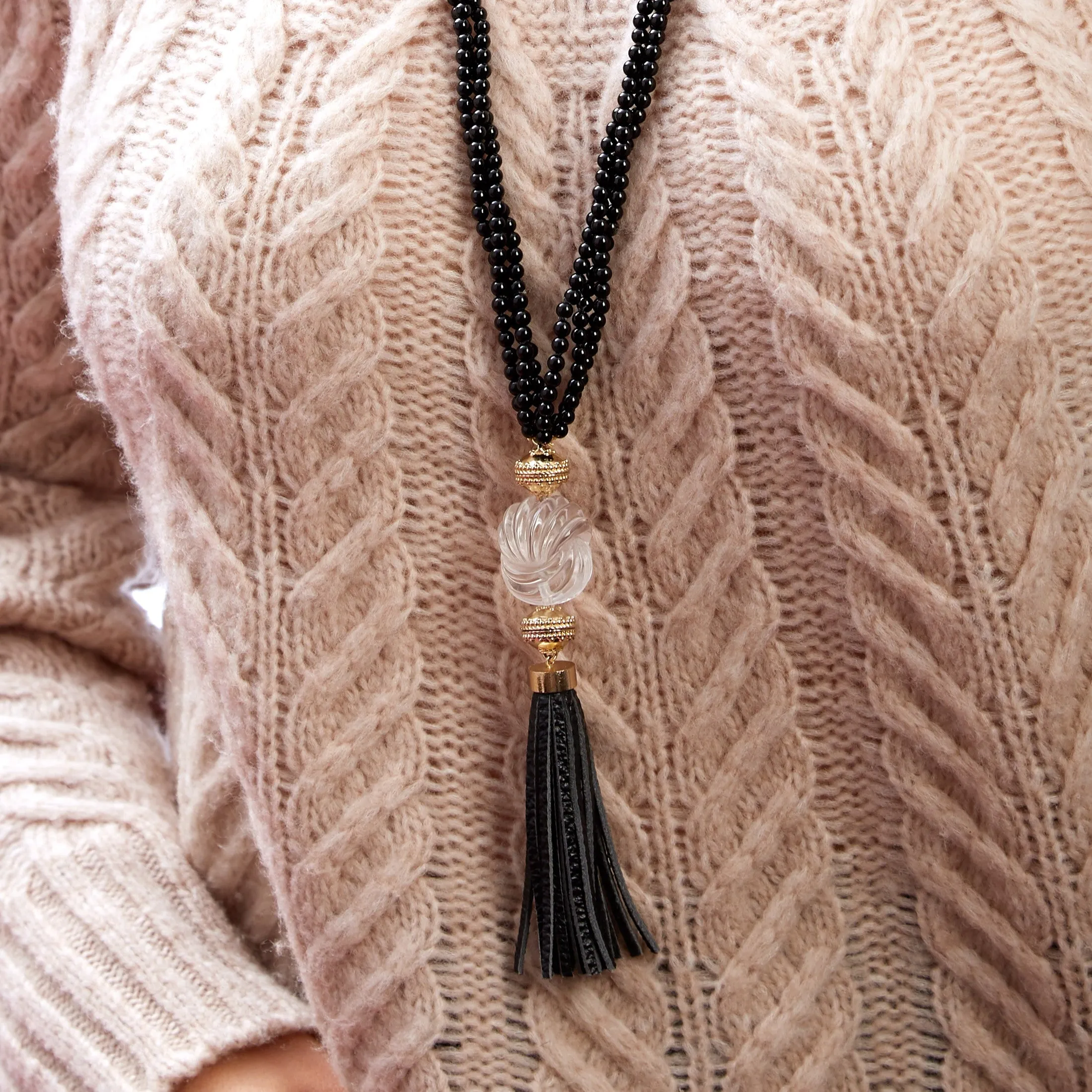 Baja Black Leather Tassel