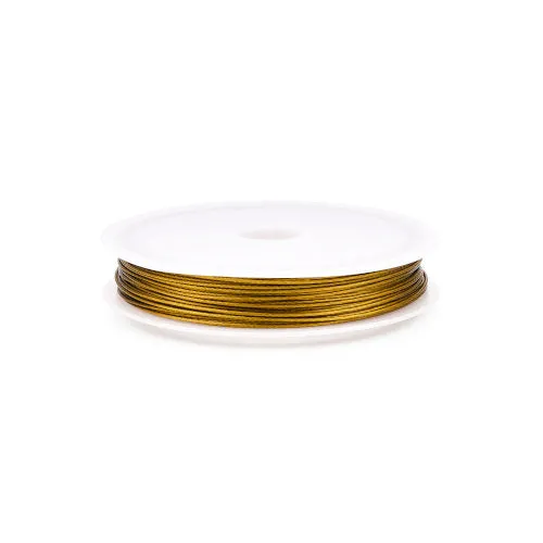 Beading Wire, Tiger Tail Wire, Nylon-Coated Stainless Steel, Dark Goldenrod, 0.8mm