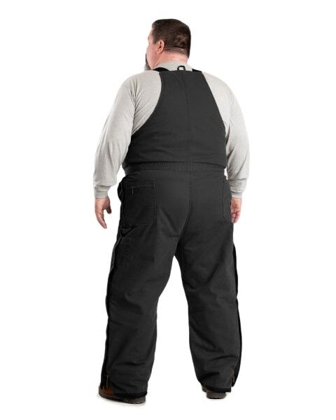 Berne Men's Heartland Insulated Washed Duck Bib Overall in Black