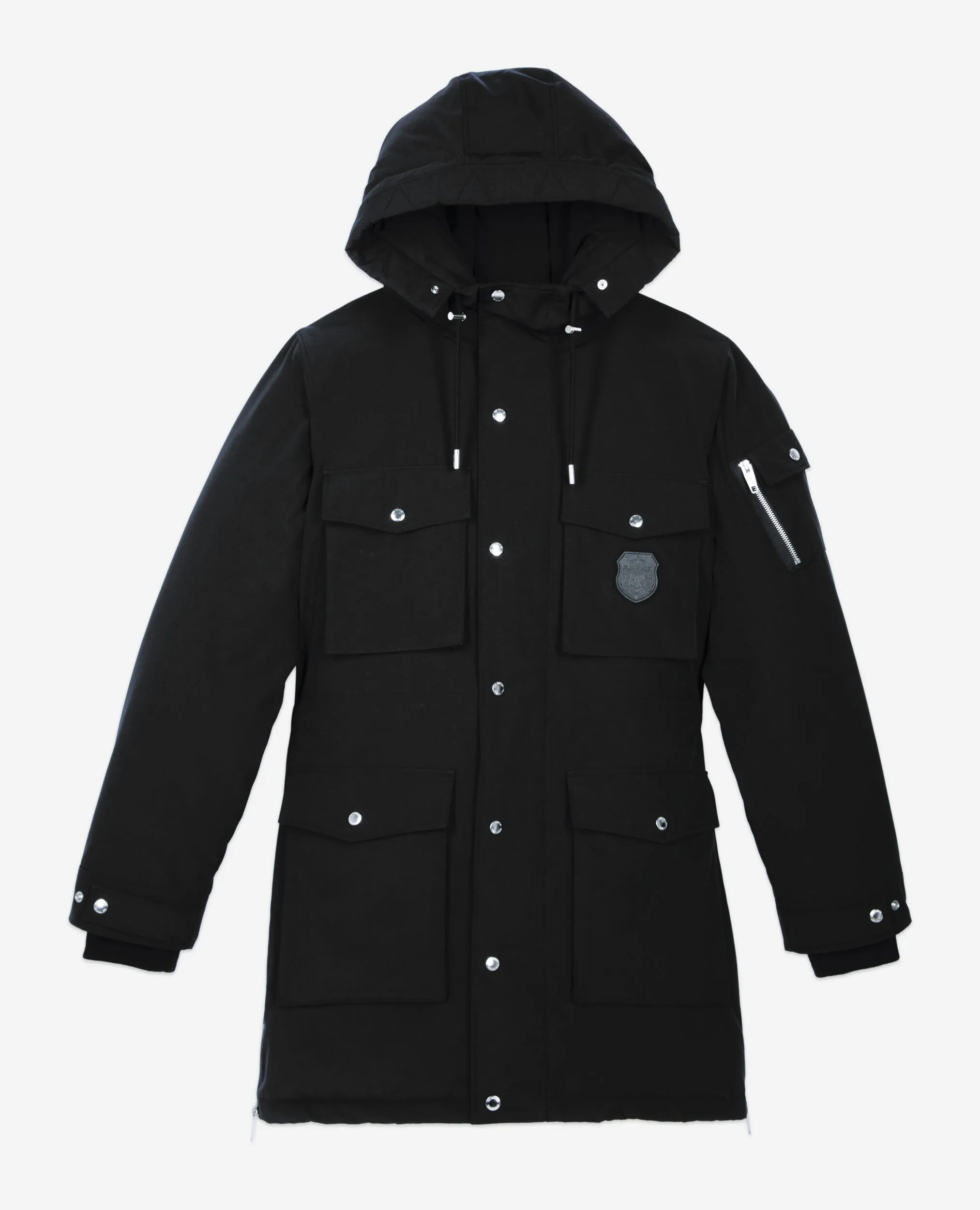 Black hooded parka