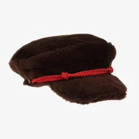 Brown Faux Fur Peaked Cap