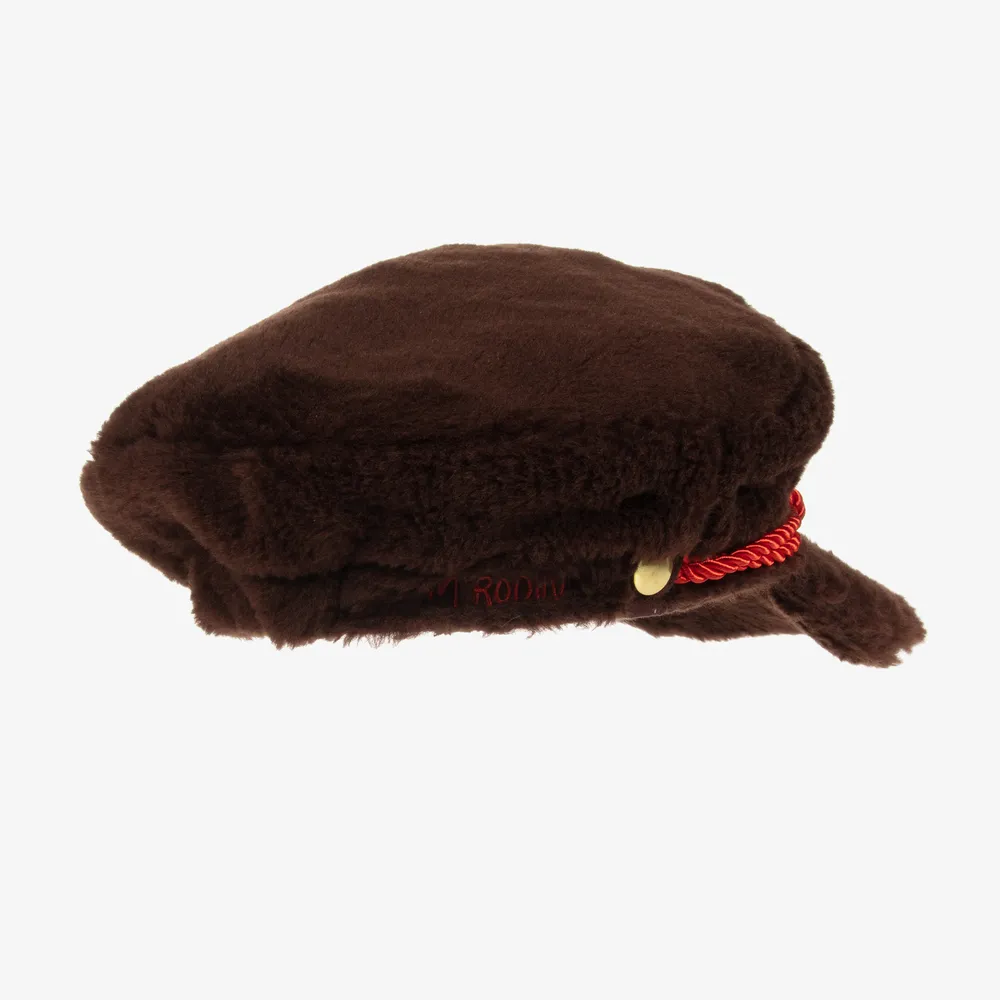 Brown Faux Fur Peaked Cap