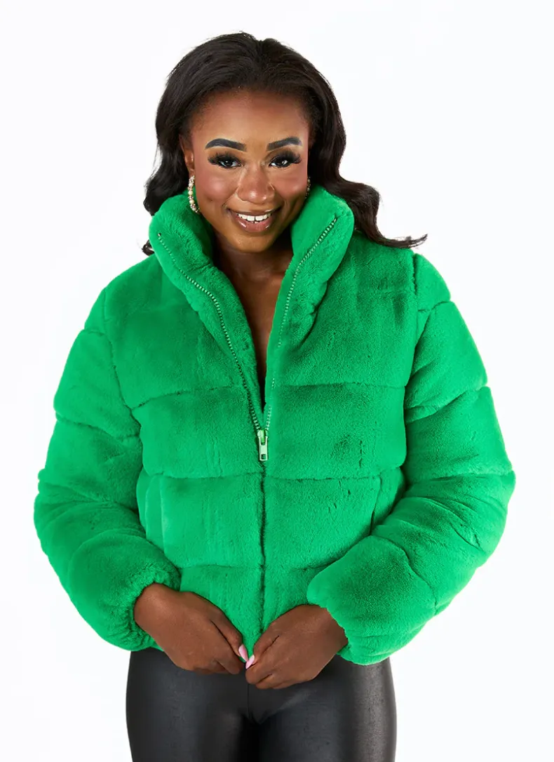 BuddyLove Noella Faux Fur Jacket - Green