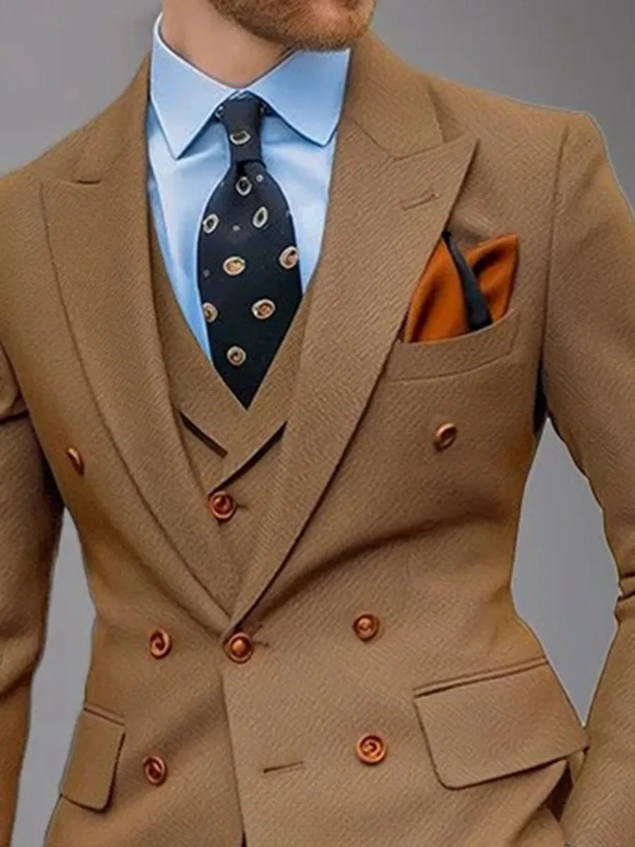 Business Peaked Lapel Buttons Plain Blazer