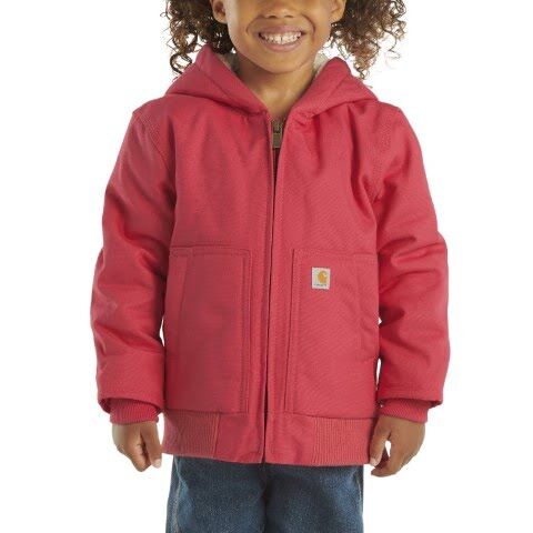 Carhartt Girl's Long Sleeve Canvas Insulated Hooded Active Jac in Raspberry