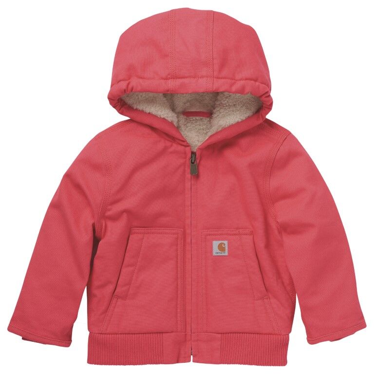 Carhartt Girl's Long Sleeve Canvas Insulated Hooded Active Jac in Raspberry