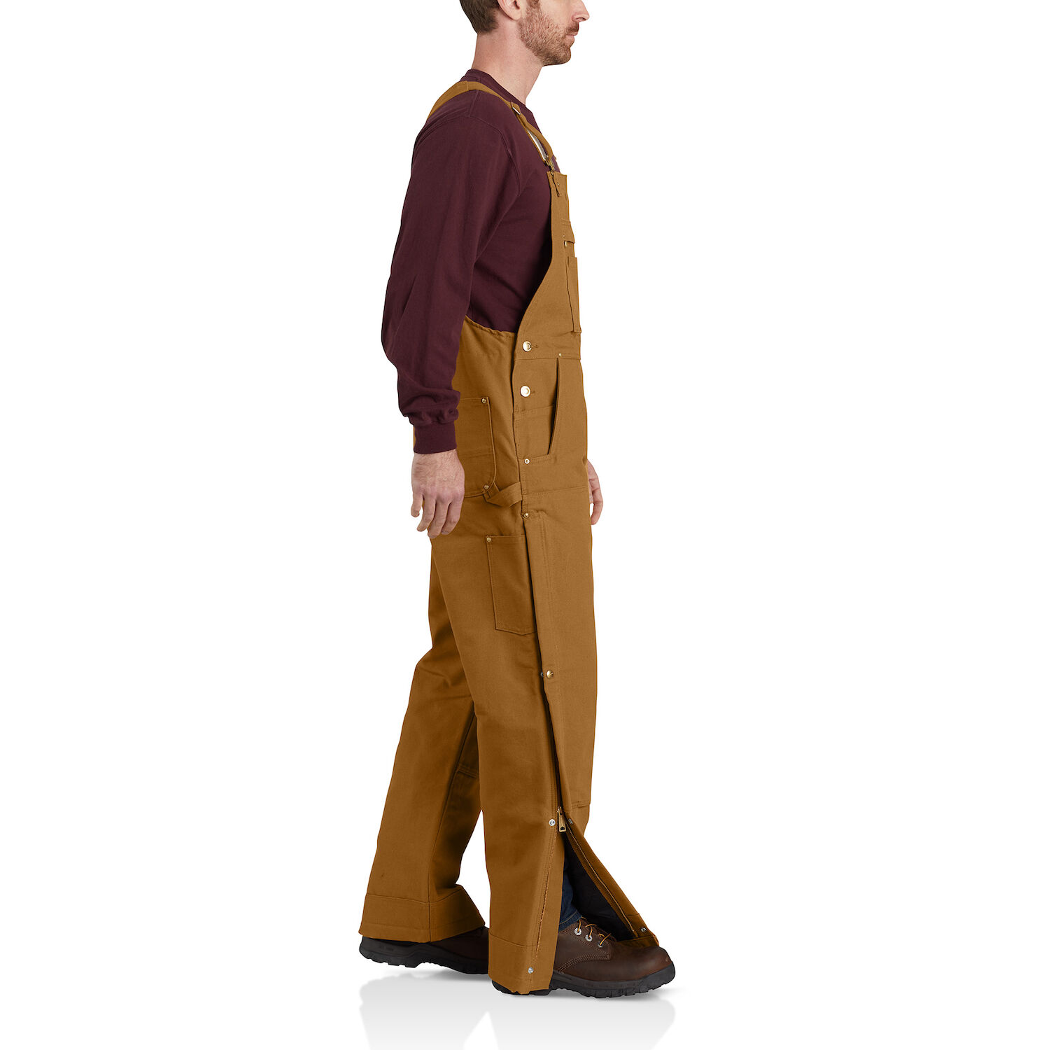 Carhartt Men's Loose Fit Firm Duck Insulated Bib Overall in Carhartt Brown