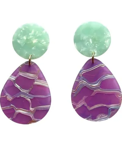 Closet Rehab Women's Green / Pink / Purple Teardrop Earrings In Electric Grape