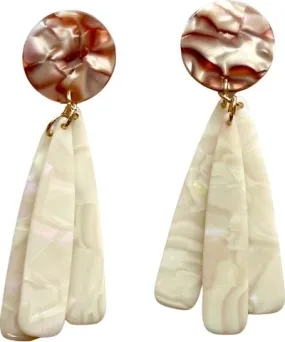 Closet Rehab Women's Neutrals / White / Brown Petal Drop Earrings In Iridescent Cream