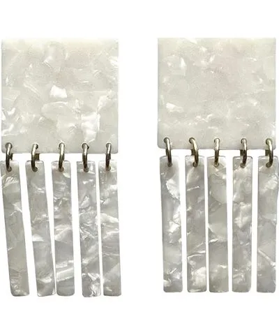 Closet Rehab Women's Square Fringe Earrings In White