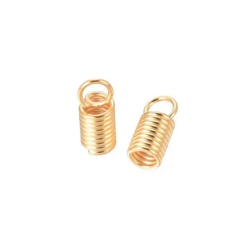 Cord Coils, 301 Stainless Steel, Gold Plated, 10.5x4.5mm, With Loop, Fits 3mm Cord