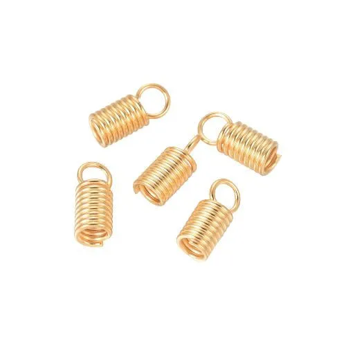 Cord Coils, 301 Stainless Steel, Gold Plated, 10.5x4.5mm, With Loop, Fits 3mm Cord