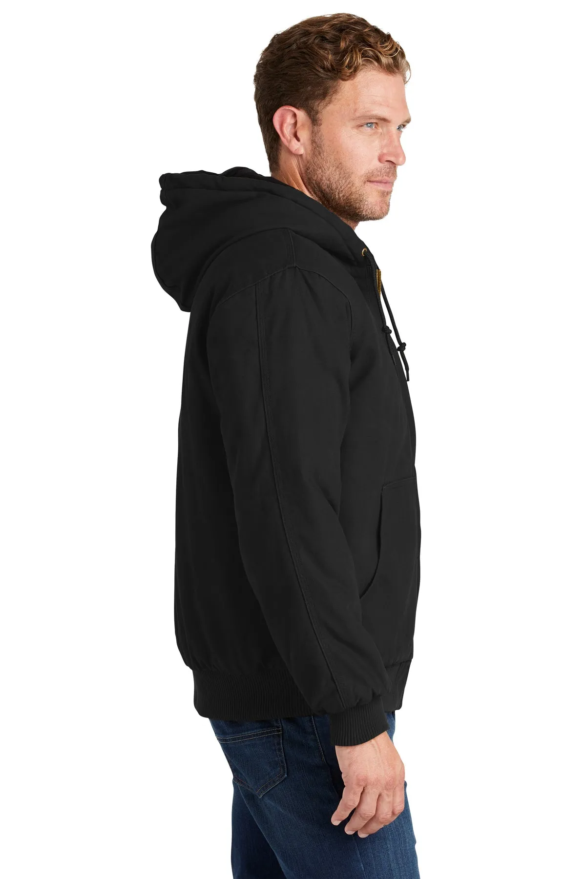 CornerStone Washed Duck Insulated Hooded Jacket, Black [Allendale Machinery Systems]