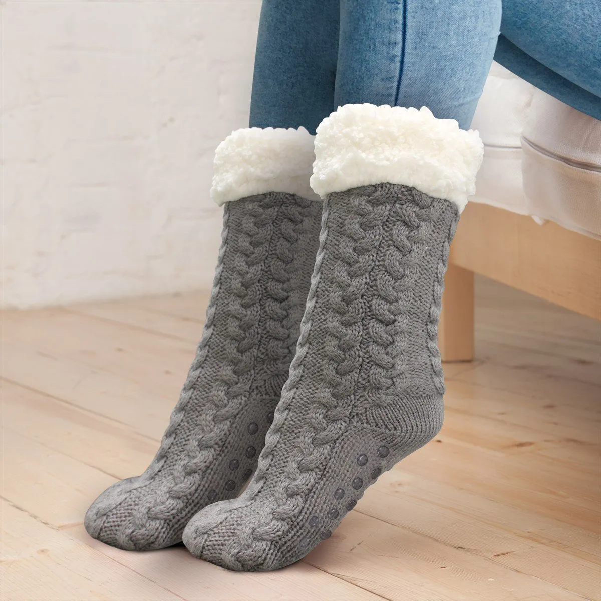 Cozy slippers lined with sherpa for ultimate comfort 