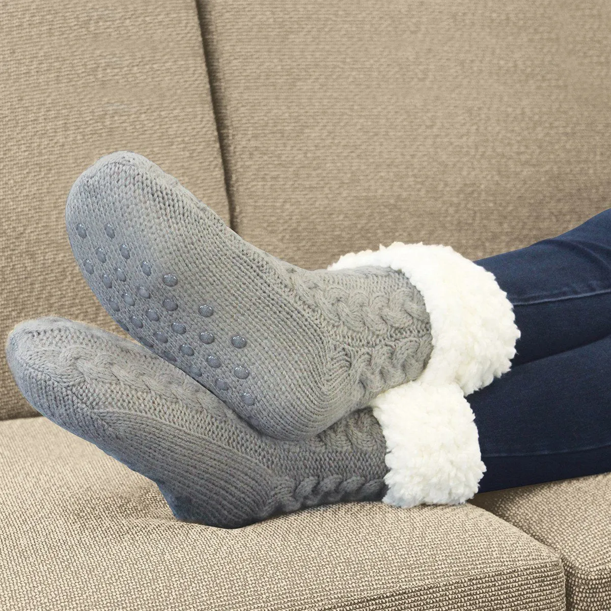 Cozy slippers lined with sherpa for ultimate comfort 