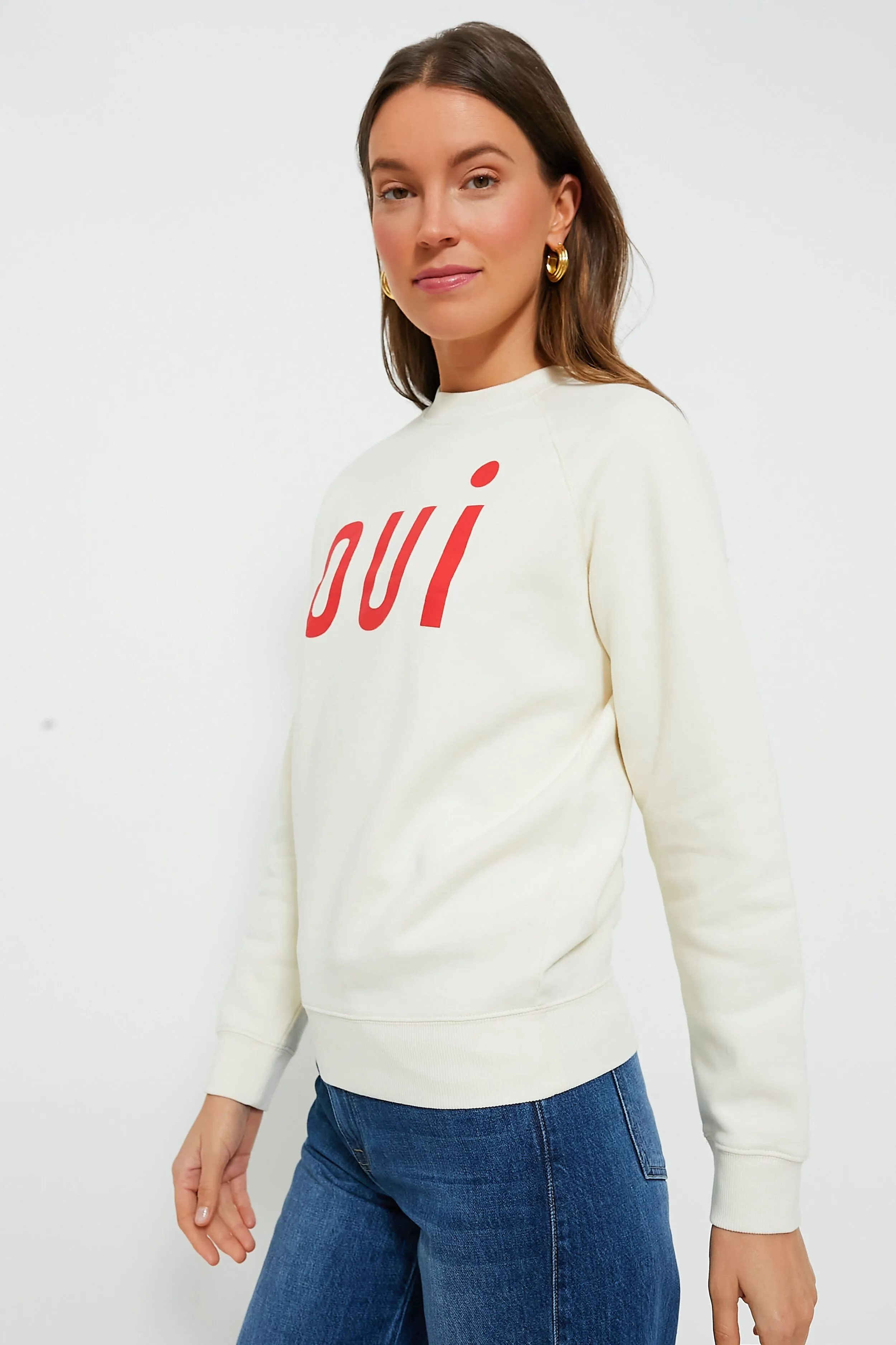 Cream with Bright Poppy Oui Sweatshirt