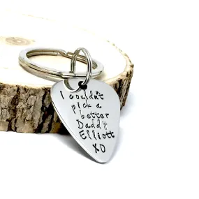 Custom Hand Stamped Guitar Pick Key chain