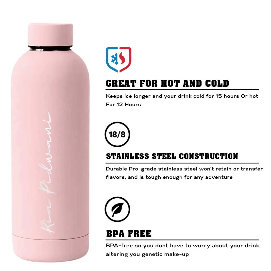 Customized Water Bottles with Names Stainless Steel Double Insulated Water Bottles for Travel Office Gym Home BPA Free, Leakproo