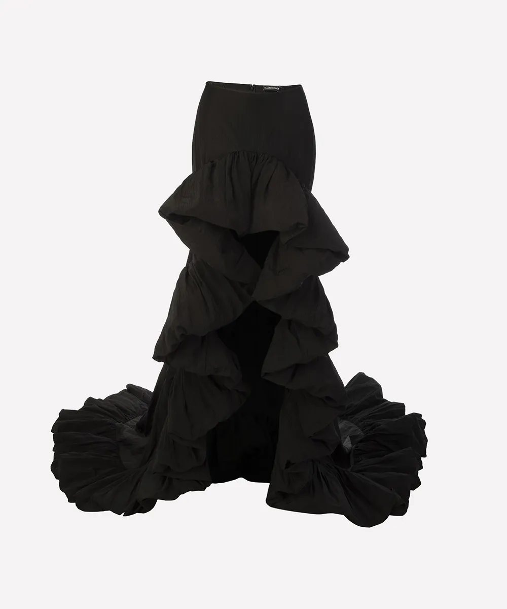 DAVID KOMA puff hi-low skirt & crop top 