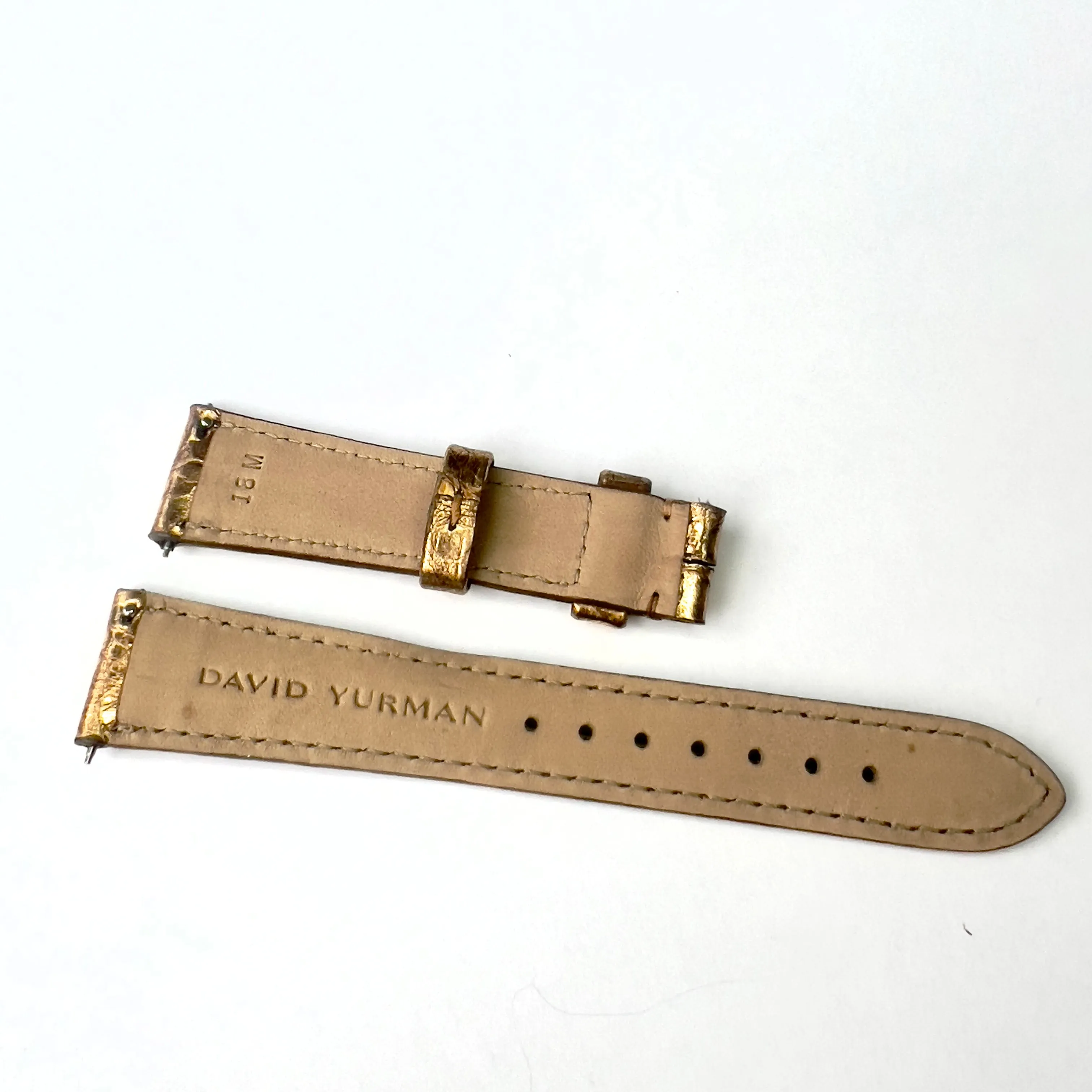 DAVID YURMAN 18/14mm M Bronze Genuine Crocodile Leather Band Strap + Spring Pins