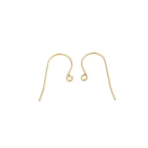 Earring Hooks, 304 Stainless Steel, Ear Wires, With Horizontal Loop, Gold Plated, 27.5mm