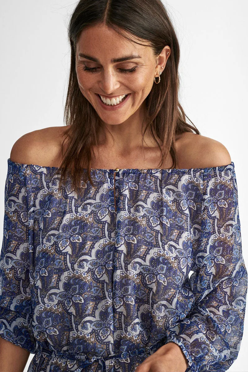 Emily Blouse |Bl |Off the shoulder bluse i paisley print fra Freequent