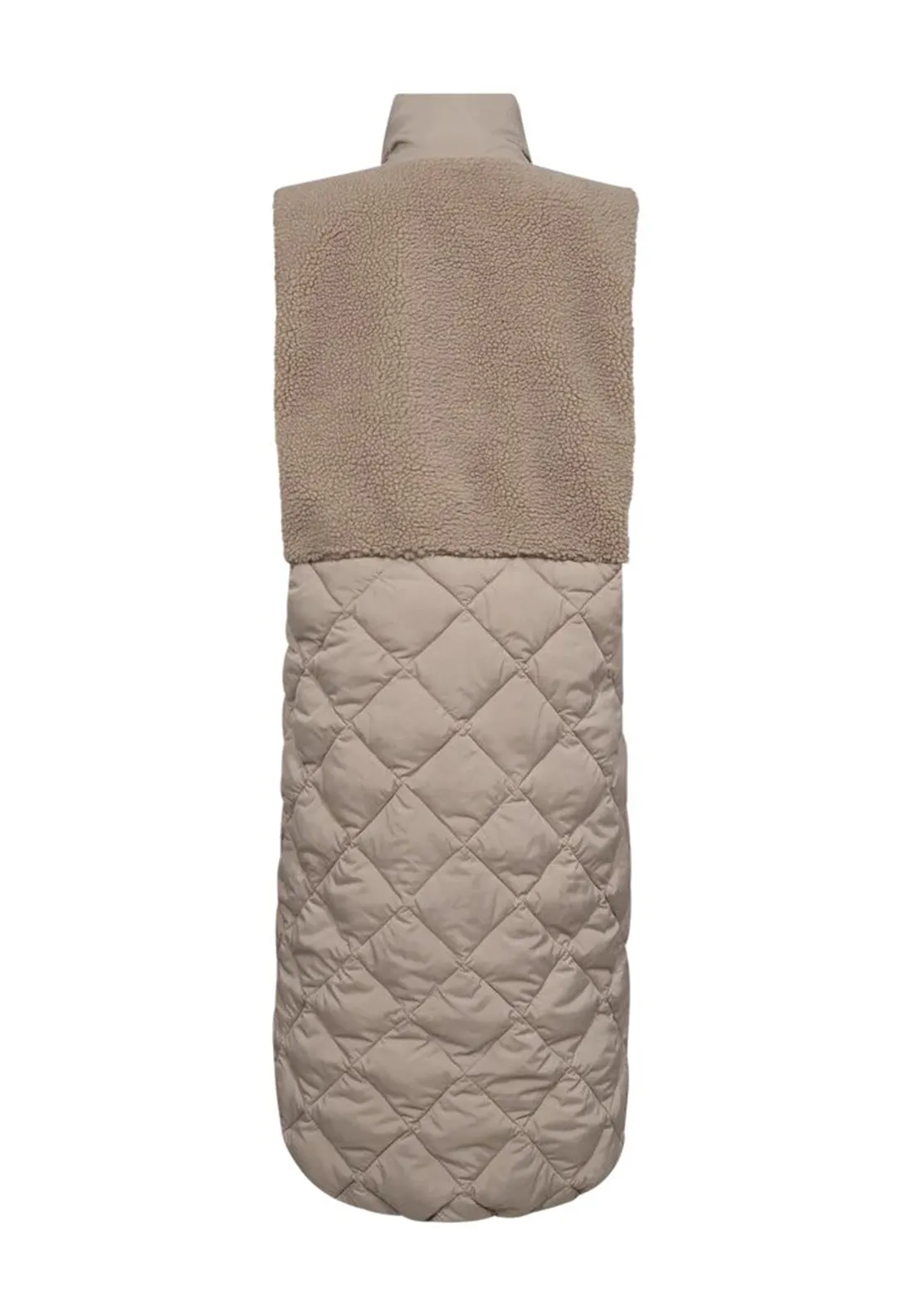 Freequent Contrast Panel Gilet, Taupe