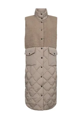 Freequent Contrast Panel Gilet, Taupe