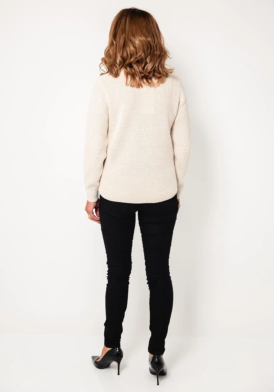 Freequent Didwe Lurex Knit Jumper, Beige