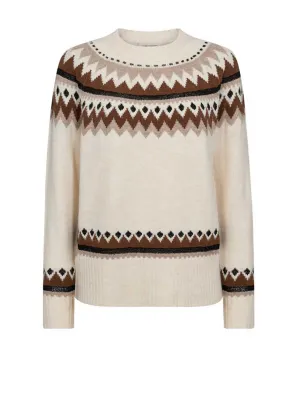 Freequent Mayfair Fairisle Jumper, Cream