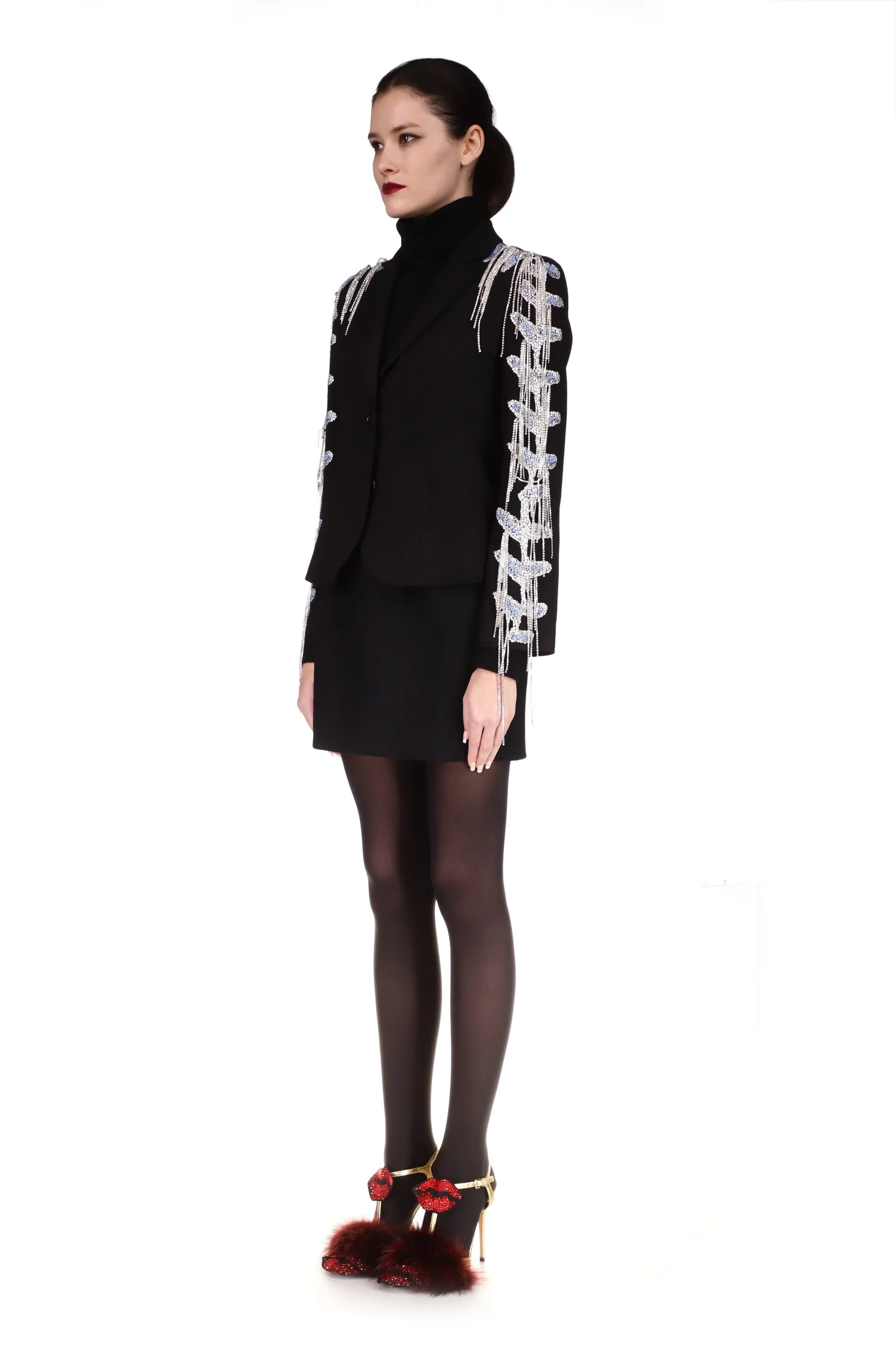 'FROZEN DRIZZLE' LONG SLEEVE SHORT JACKET WITH DRIZZLE