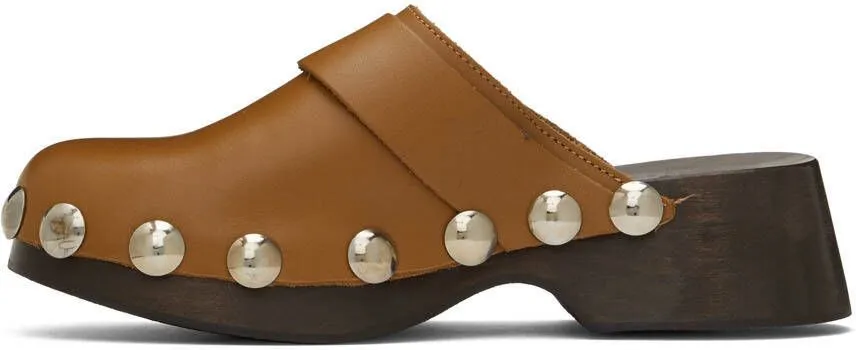 GANNI Brown Studded Clogs