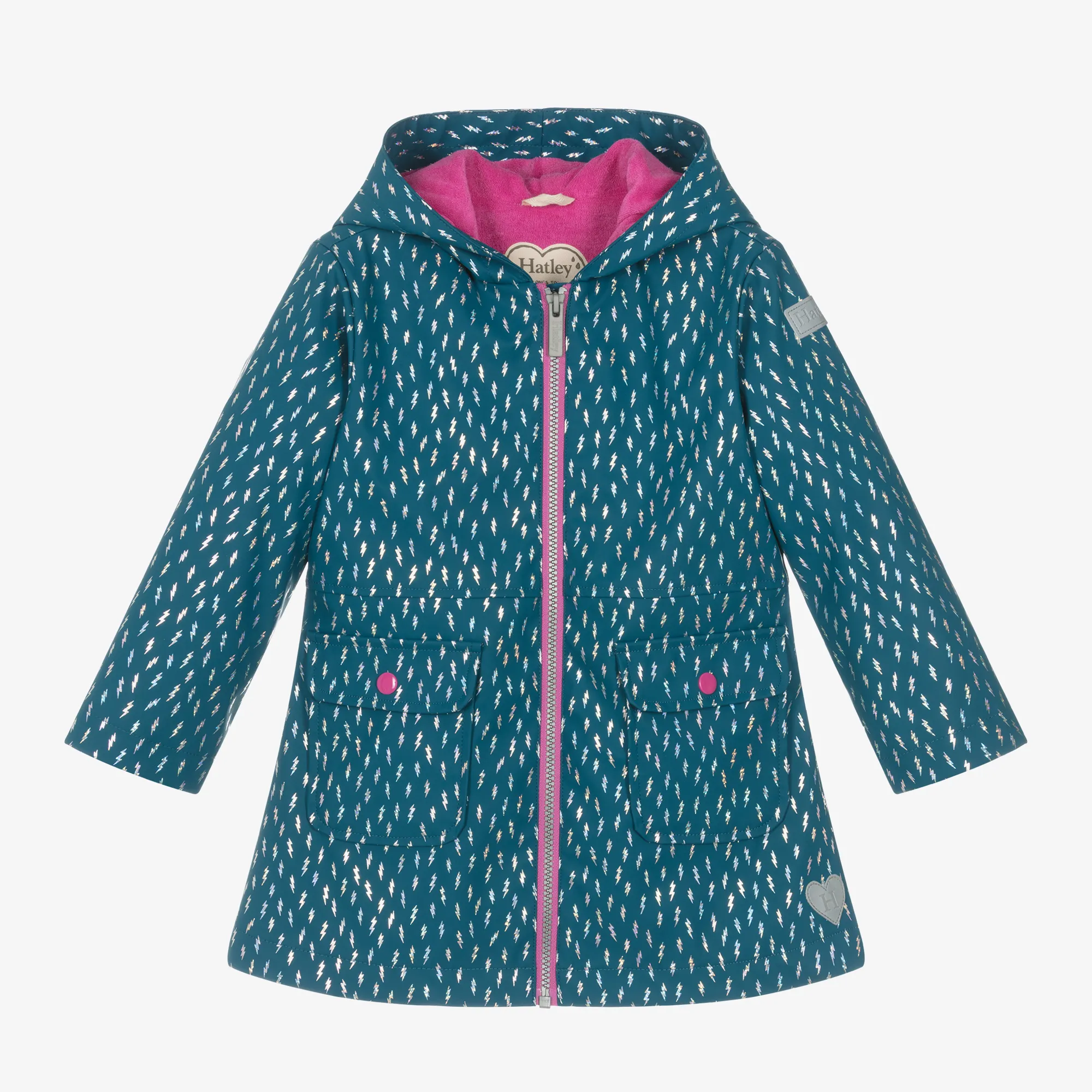 Girls Blue Lightning Bolts Raincoat