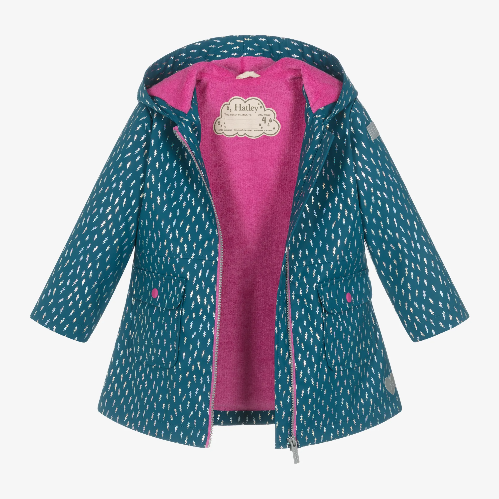 Girls Blue Lightning Bolts Raincoat