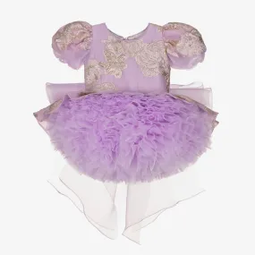 Girls Lilac Purple Organza Puffball Dress