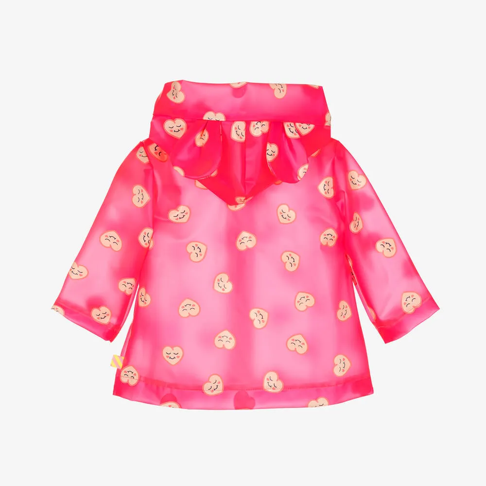 Girls Neon Pink Heart Raincoat