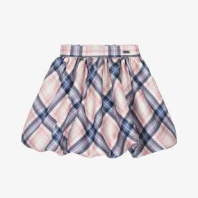 Girls Pink & Blue Tartan Puffball Skirt