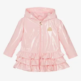 Girls Pink Ruffle Raincoat