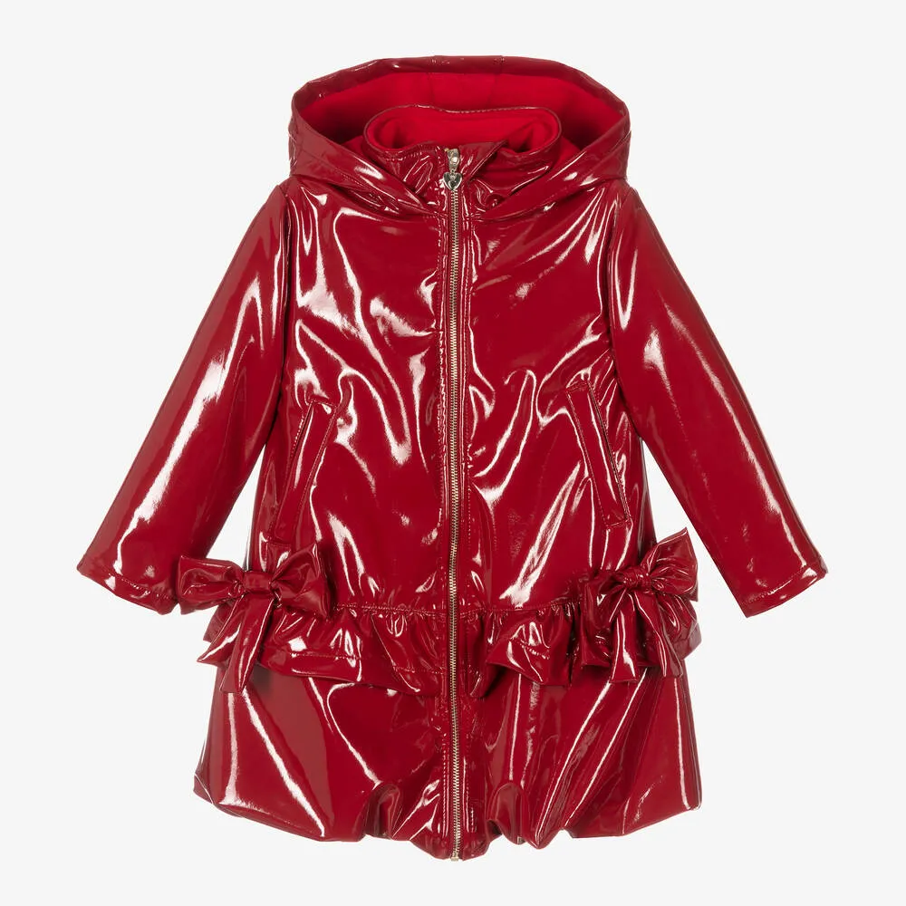 Girls Red Bow Raincoat 