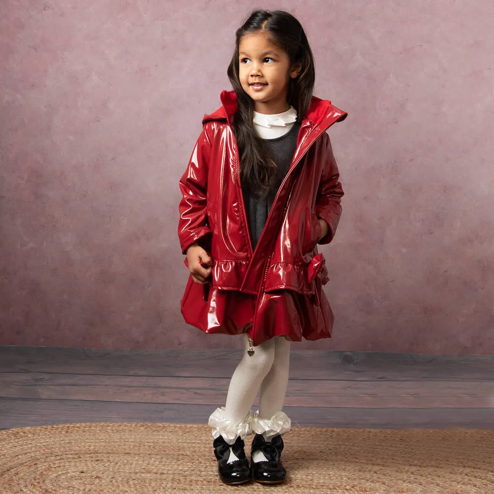 Girls Red Bow Raincoat 