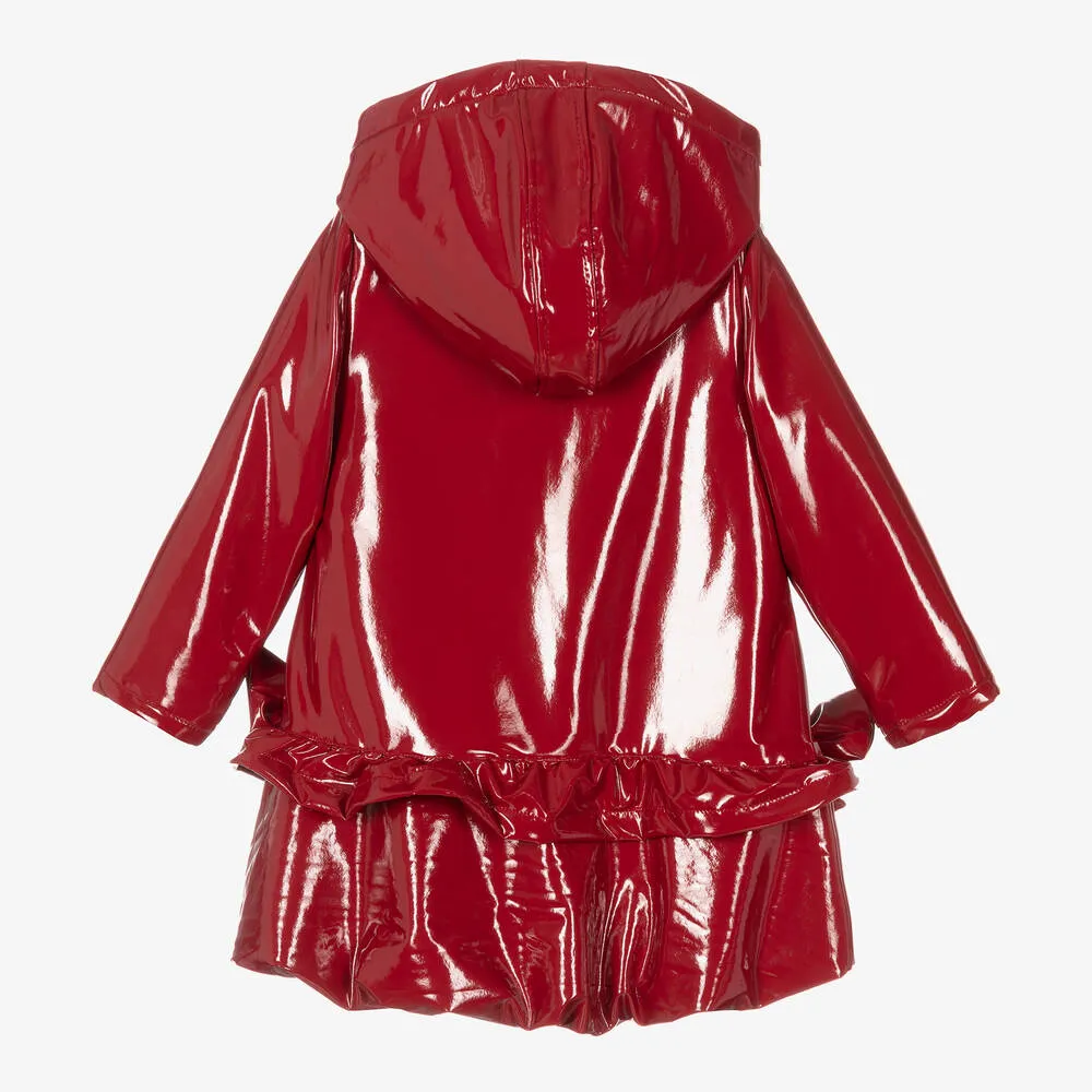 Girls Red Bow Raincoat 